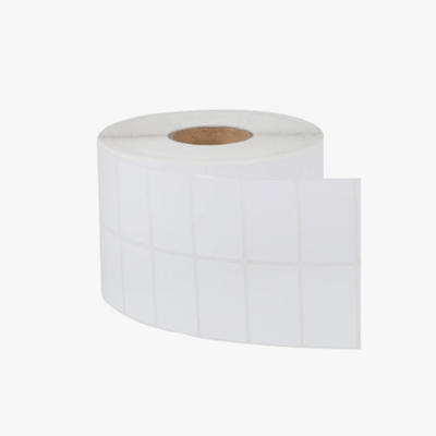 Blank Coated Paper Sticker Roll With Ribbon For Barcode Print LBF White
